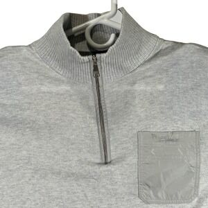 Banana Republic Mens Quarter Zip Sweater Gray Nylon Pocket 970364 Medium